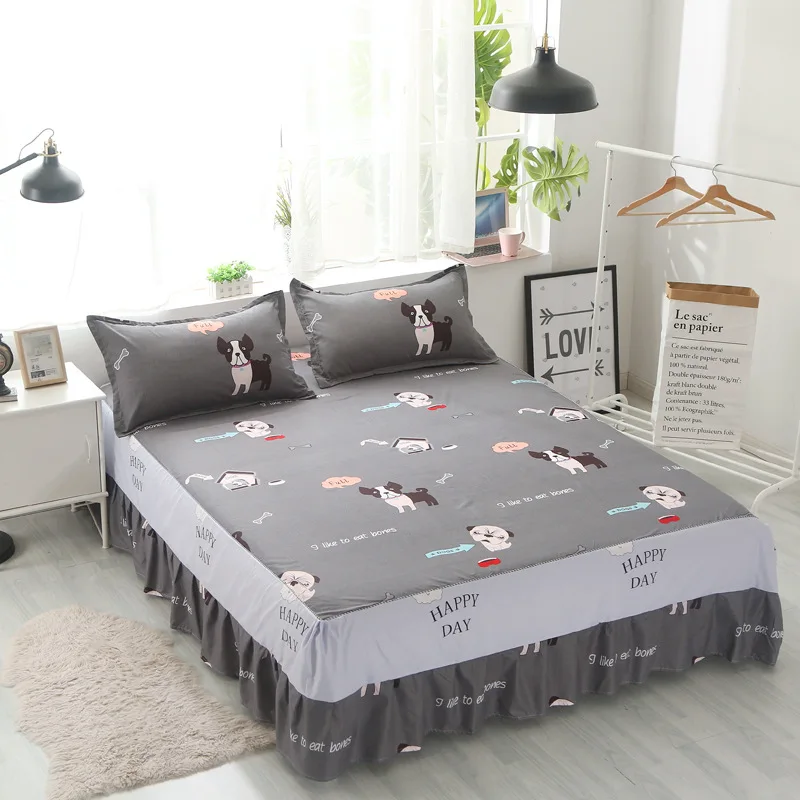Color 3 1 шт., юбка для кровати+ 2 шт. наволочка, постельное белье, мягкое шлифованное покрывало, мультяшное милое покрывало для близнецов, полный размер, Комплект постельного белья - Цвет: Color 3