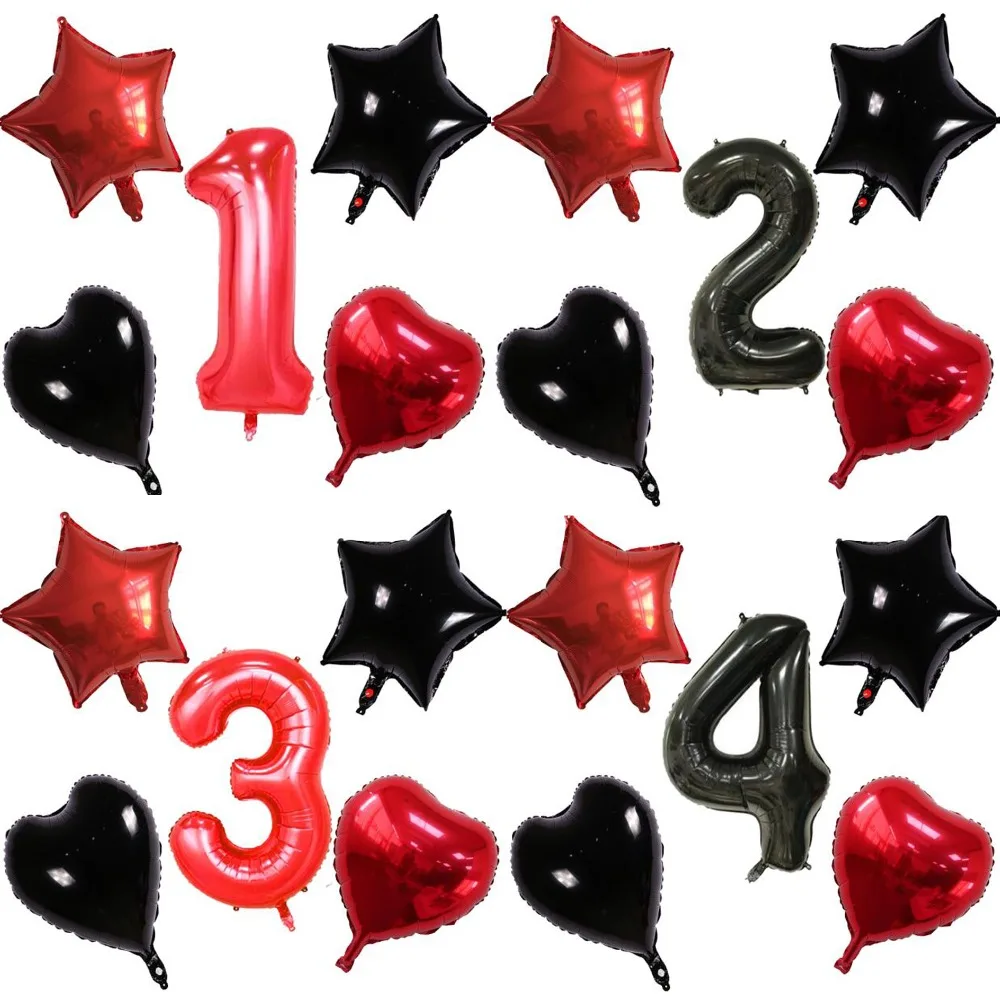 5 шт./партия Anniversaire МИККИ красный черный номер 1 2 3 воздушные шары для первого дня рождения украшения Дети фольги баллоны Минни балоны