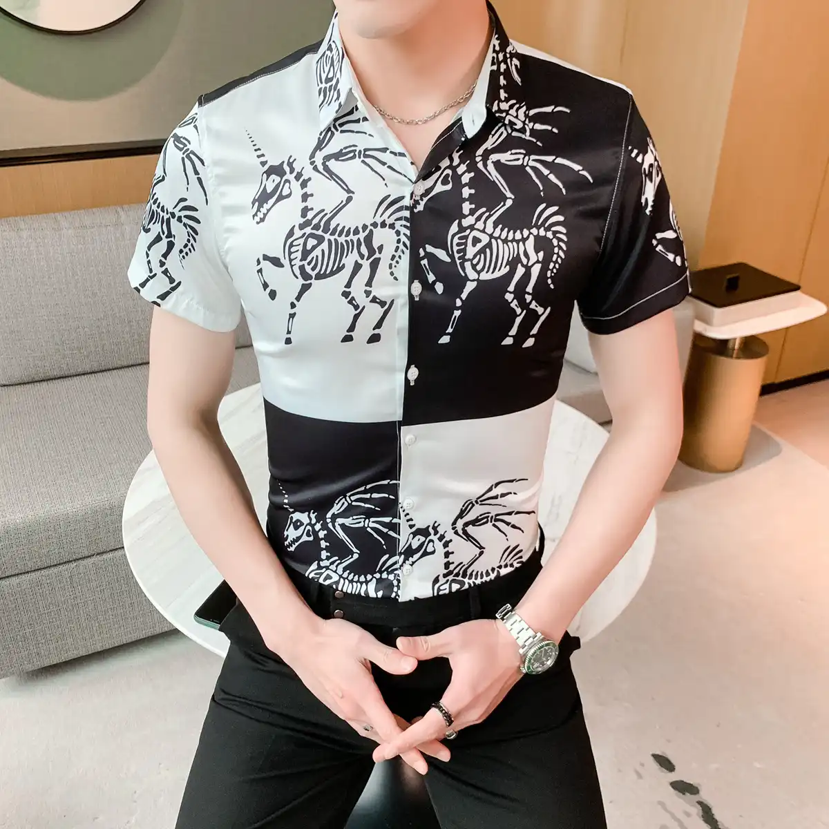 mens short sleeve slim fit shirts