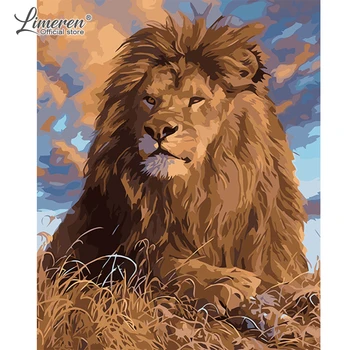 

DIY Oil Painting By Numbers Kit Animals Lion Painting On Canvas Home Decoration Wall Art Picture For Living Room Artwork 40x50cm