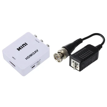 

2pcs Video Balun Bnc Cat5 Passive Transmitter Two Wire & 1pcs HDMI2AV to RCA video and o conversion adapter