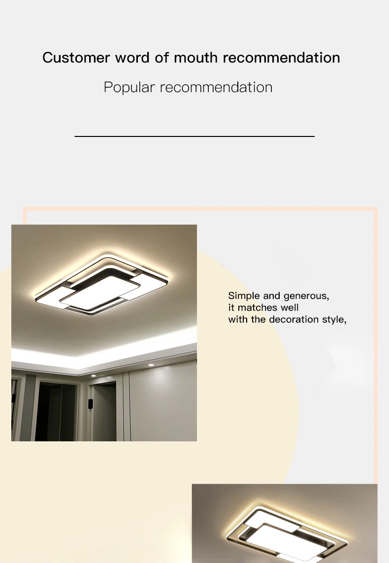 Modern Style Led Chandelier For Living Room Bedroom Dining Room Study Ceiling Lamp Rectangle Square Design Remote Control Light modern chandelier lights