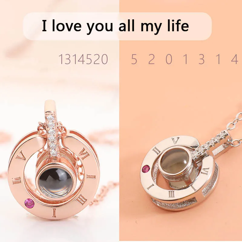 Романтическое ожерелье с надписью «I Love You» на 100 языках для женщин и девушек, новинка, розовое золото, серебро, хрустальное свадебное ожерелье с надписью «Love Memory»