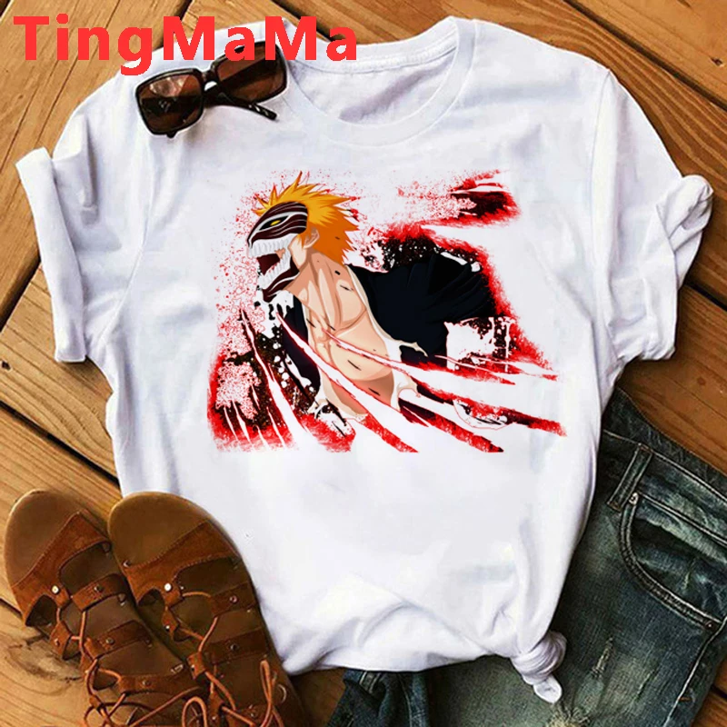 Hot Japanese Anime Bleach T Shirt Men Kawaii Kurosaki Ichigo Graphic Tees Funny Harajuku Cartoon Zaraki Kenpachi T-shirts Male