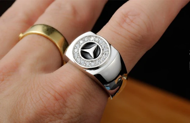 Mercedes Benz Logo Solid 925 Silver Men Ring | eBay