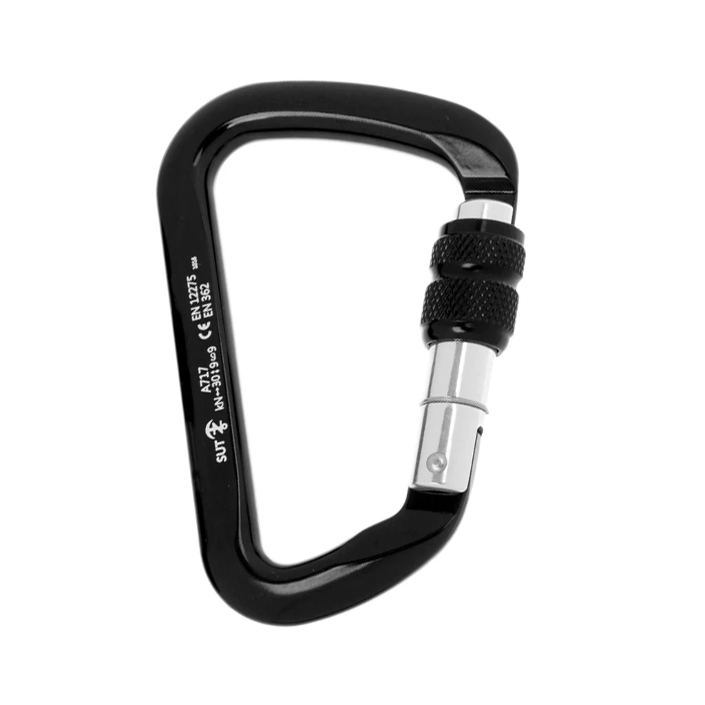 30KN Aluminum Alloy D Carabiner Screw Lock Hook for Rock Climbing Caving Rescue Camping Hiking Climbing Accessories