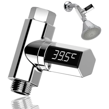 

New Led Display Celsius Water Temperature Meter Monitor Electricity Shower Thermometer 360 Degrees Rotation Flow Self-Generating