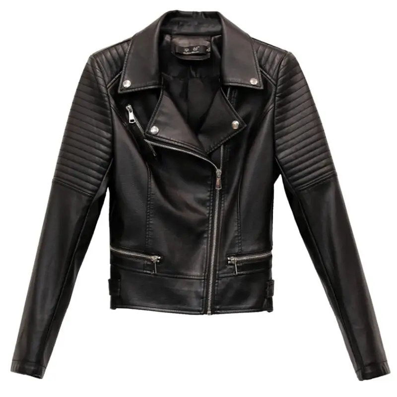 

Plus Size Women's Leather Jacket 2019 New Spring Black Female Leather Clothing Short Slim Motorcycle Women Leather Coat Red