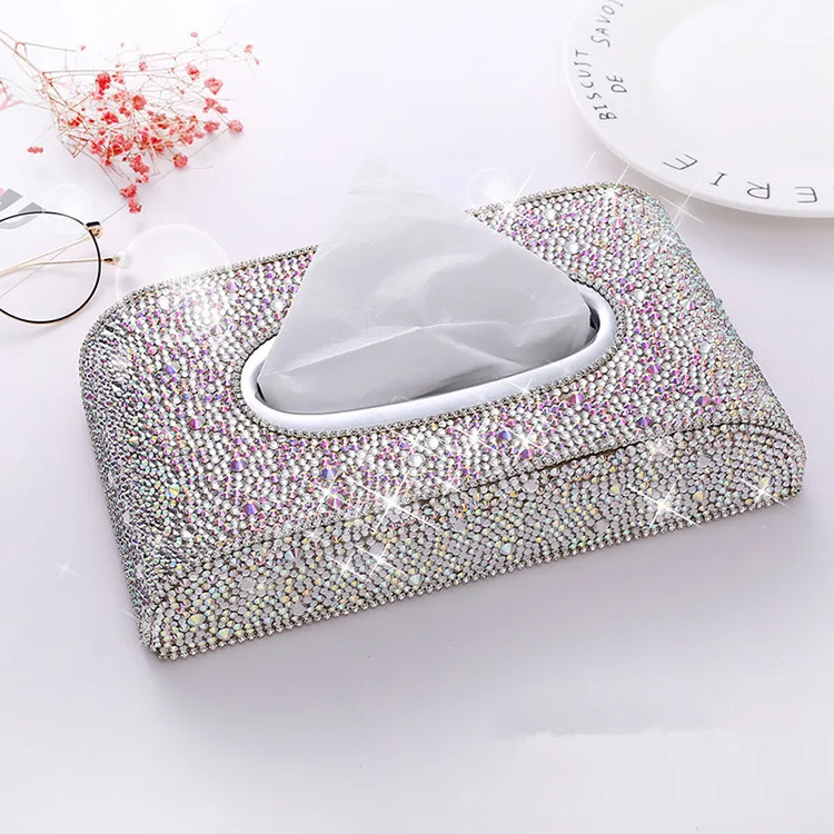 Bling автомобильный домашний офисный тканевый ящик высокого класса с кристаллами, бумажный чехол, чехол для автомобиля, аксессуары для укладки интерьера - Название цвета: Full Crystals