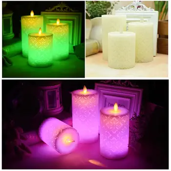 

Flameless Electronic Candle Night Light LED Candle With RGB Remote Control Wax Pillar Candle For Home Party Wedding Decoration