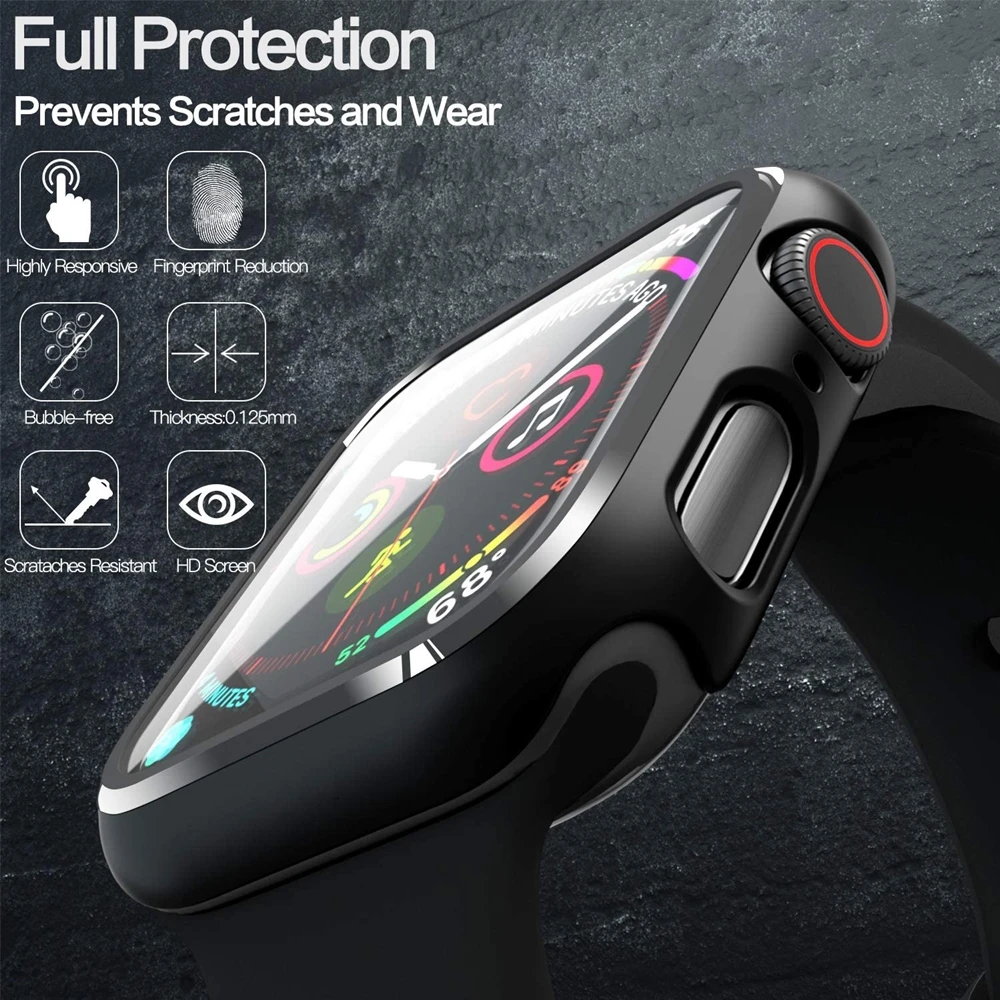 Glass + Cover For Apple Watch case 6/SE/5/4/3/2/1 iWatch 42mm 38mm bumper Tempered Glass for apple watch 44mm 40mm 42mm 38mm