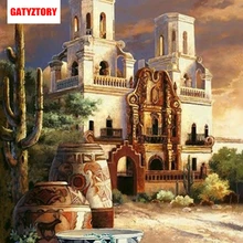 GATYZTORY 5D алмазная живопись полный квадрат DIY домашний декор мозаика Стразы Картина на холсте с логотипом на заказ Настенная картина белый замок