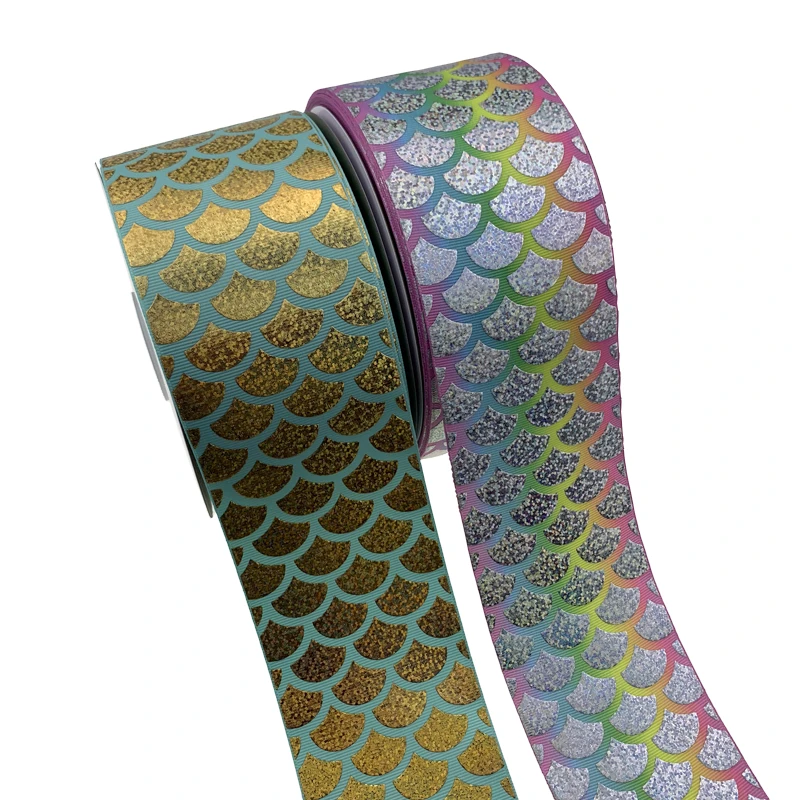 

75mm (3inch) new arrival gold hologram grosgrain ribbon for decoration hairbow accept customization free shipping