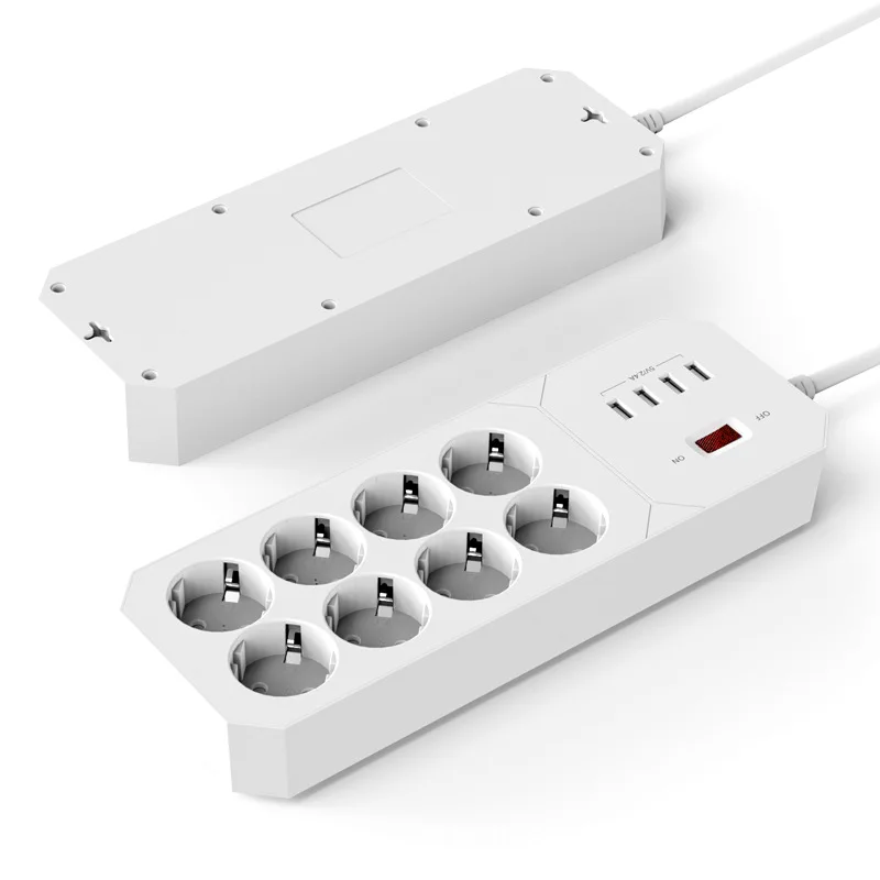Несколько Мощность полосы Стабилизатор напряжения 8 розетки ЕС розетка с USB