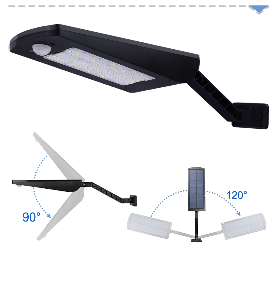 

Newest 500 LM 66LED Solar Power Street Light PIR Motion Sensor wall Lamp Outdoo remote control rotate bracket solar street light