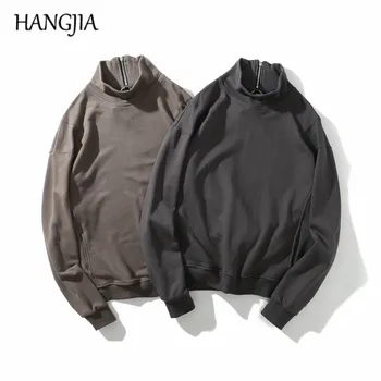 

Harajuku Half Zip Turtleneck Sweatshirt Men Streetwear Hip Hip Pullover Hoodies 2019 Solid Color Sweatshirt for Men Pullover