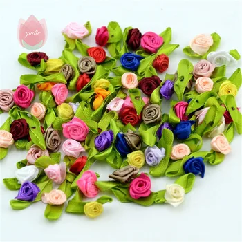 Lazo de seda de 2CM para decoración, Mini roseta para fiesta, boda, hogar, pastel, pajarita, suministros de manualidades DIY, 50 unids/lote