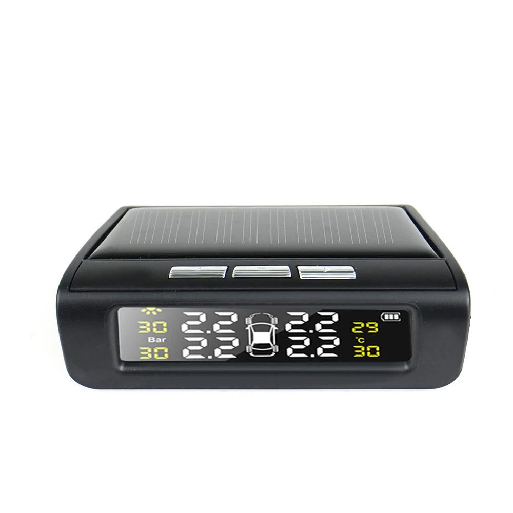 Solar Power USB Car Tire pressure alarm Monitoring System LCD Display external sensor auto security warning monitor/gause