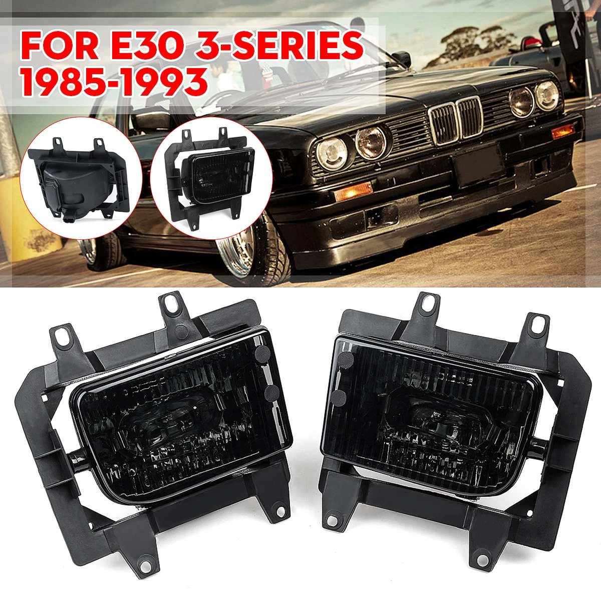 1 Pair Front Bumper Fog Lights Fog Lamps with Bulbs for E30 318i 1985-1993 Base 1 Pair Front Bumper Fog Lights Fog Lamps with Bulbs for E30 318i 1985-1993 Base