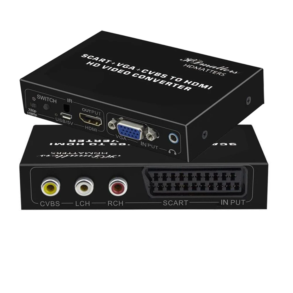Композитный AV VGA RGB Scart к HDMI-совместимый конвертер скалер переключатель адаптер RCA