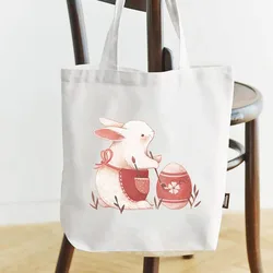 Tote Bag Cute Cartoon Rabbit Series Shopping Bag Fashion Printing Large Capacity Conventional  Bags Canvas Simple  Shoulder Bag