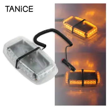 

TANiCE 12V 24 Piranha LED Vehicle Roof Flashing Light With Magnetic Base Amber Roof Lightbar Flashing Beacon Strobe Light
