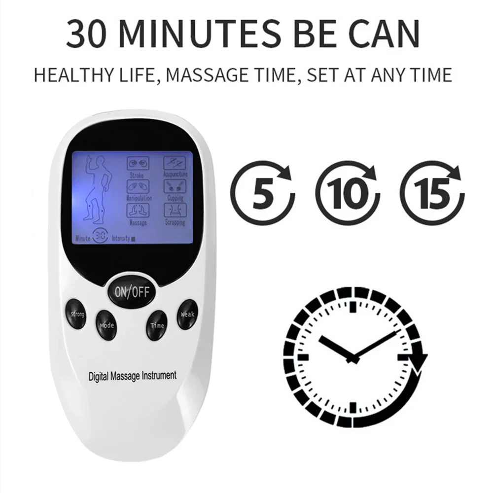 Double Output EMS Acupuncture Body Massager Electric Tens Muscle Stimulator Pulse Digital Therapy Back Neck Massage Health Care