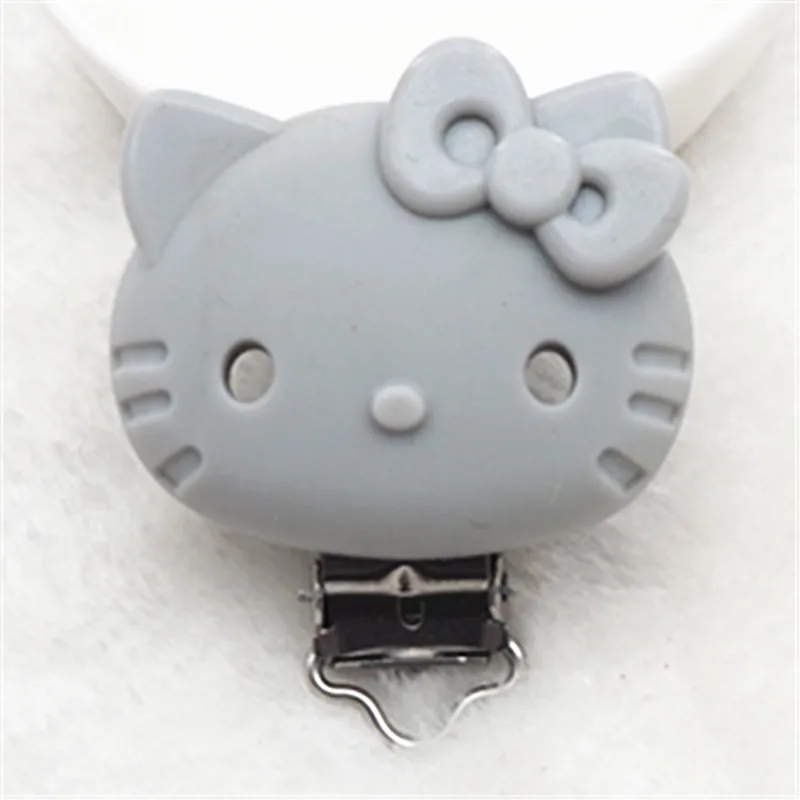 Grey Chenkai 10 шт. силиконовые зажимы для кошек DIY детская погремушка-грызунок кольцо для соски Монтессори сенсорные ювелирные изделия держатель цепи игрушки зажимы - Цвет: Grey