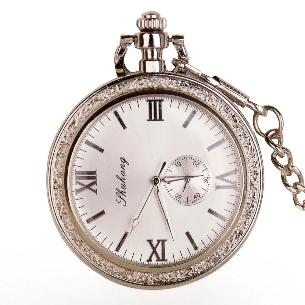 Новые серебряные маленькие секундные дизайнерские Механические карманные часы ретро паровые ручные подзаводом стимпанк винтажные карманные часы для мужчин и женщин