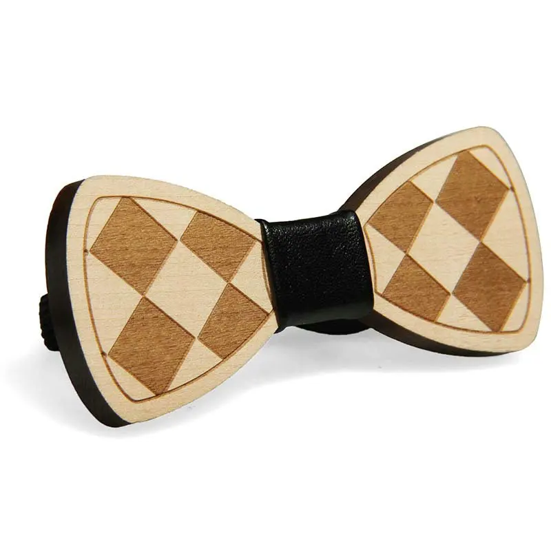 Wood Bow Tie Элегантная Мужская и Женская рождественская деревянная бабочка, винтажный детский эластичный галстук-бабочка из искусственной кожи для бизнеса, свадьбы, вечеринки, полый резной деревянный галстук-бабочка - Цвет: Wood Bow Tie