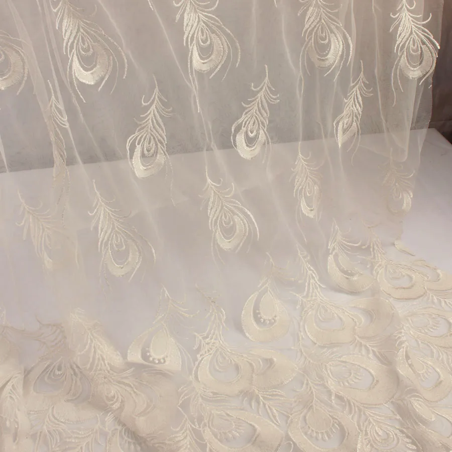 

Peacock Feather Net Fabric Chinese Hanfu Dress Lace Fabric Material By Yard
