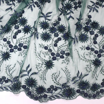 

2020 High Quality French 3D flower Lace Fabric African Wedding Mesh Lace Fabric With Beading Lace Fabric For Nigerian Lace