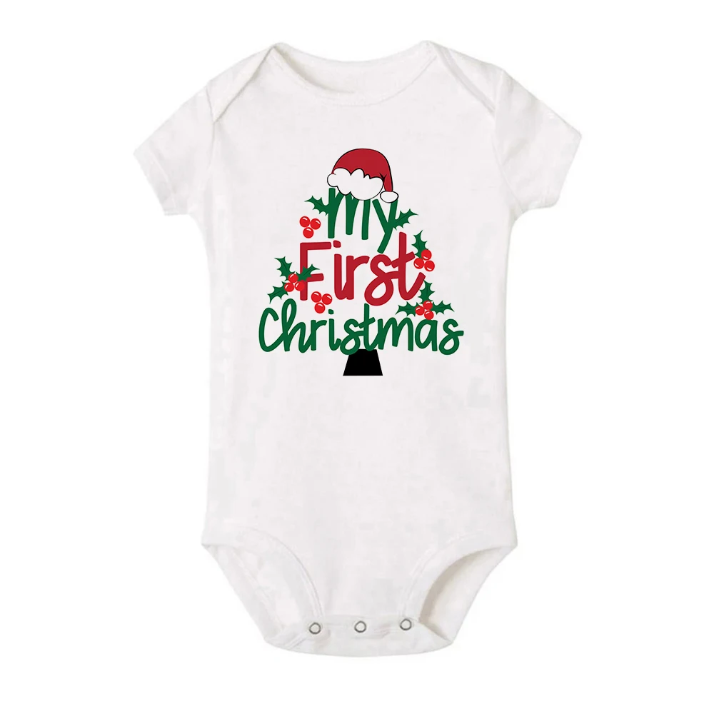 thumbnail image 1 of 1 pieza Mi primera Navidad como papá mamá familia Navidad camiseta a juego bebé mameluco bebé recién nacido mono trajes ropa gráfica camiseta, 1 of 5