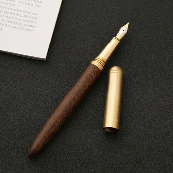 

Smooth Office Business Practise Device Vacuum Filling Kids Brass Sandalwood Stationery Fountain Pen Home Rotating Ink Gifts