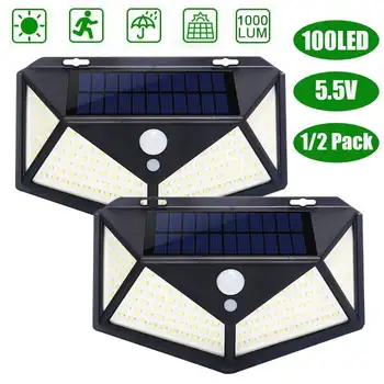 

100 LED Solar Light Outdoor Solar Lamp Powered Sunlight 3 Modes PIR Motion Sensor for Garden Decoration Wall Stree