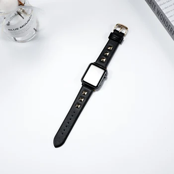 

Punk Leather strap for Apple watch band 44 mm 40mm iWatch band 38mm 42mm Genuine Leather Watchband bracelet Apple watch 5 4 3 21