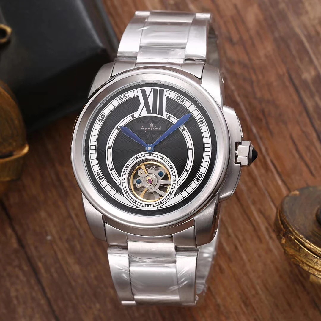 

Luxury Brand New Automatic Mechanical Men Watch Silver Rose Gold Sapphire Black Tourbillion Transparent Glass Back Sport Watches