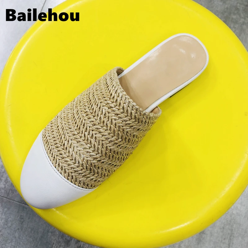 Bailehou/женские сабо; летние шлепанцы; женские шлепанцы; пляжные шлепанцы на плоской подошве с круглым носком