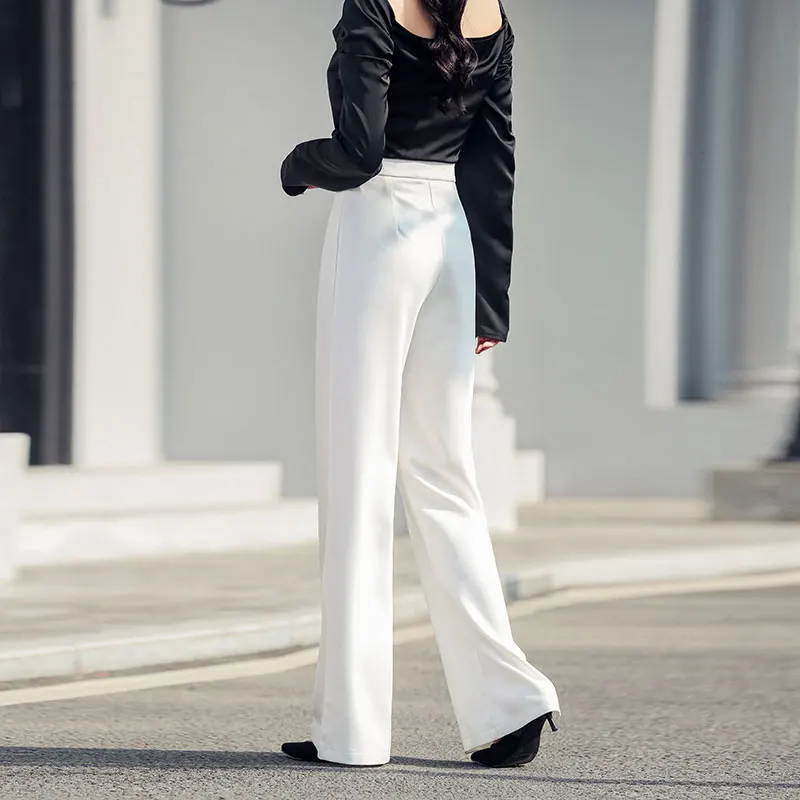 Office Lady White Suit Wide Leg Pants 