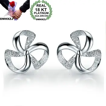 

OMHXZJ Wholesale European Fashion Woman Girl Party Wedding Gift Flower Whit 18KT White Gold Stud Earrings EA257