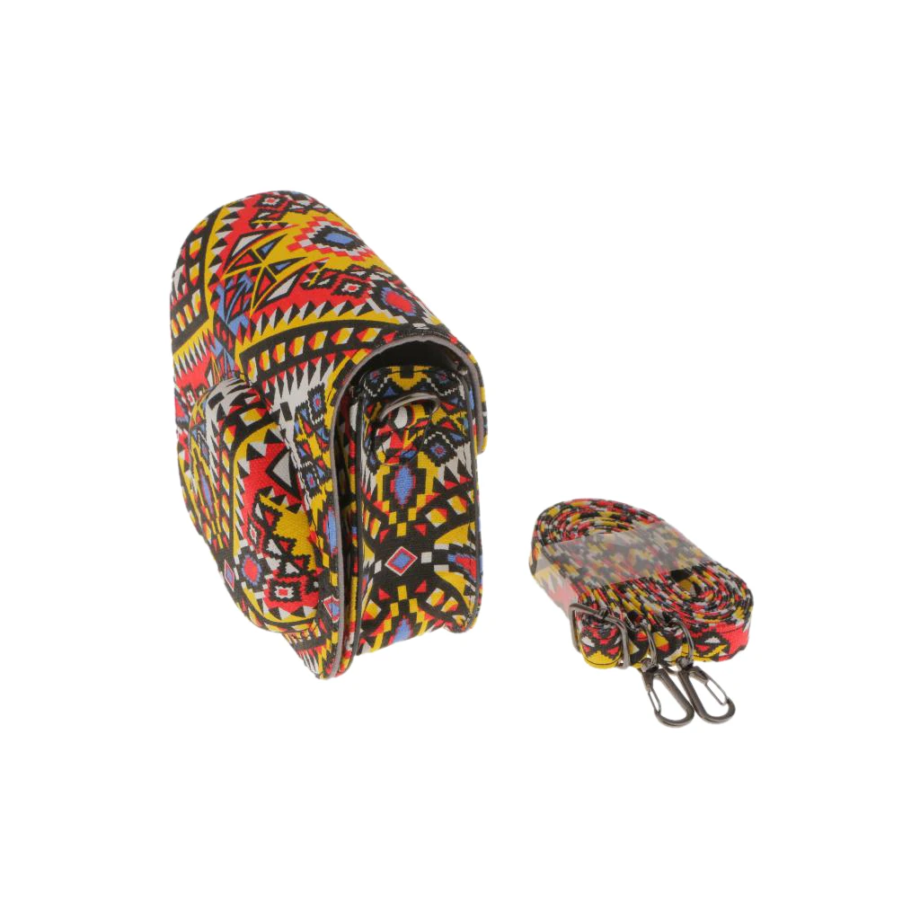 Portable Flower PU Leather Camera Case Protective Shoulder Bag Holder for Fujifilm Instax Mini 8 Camera Bohemian Style