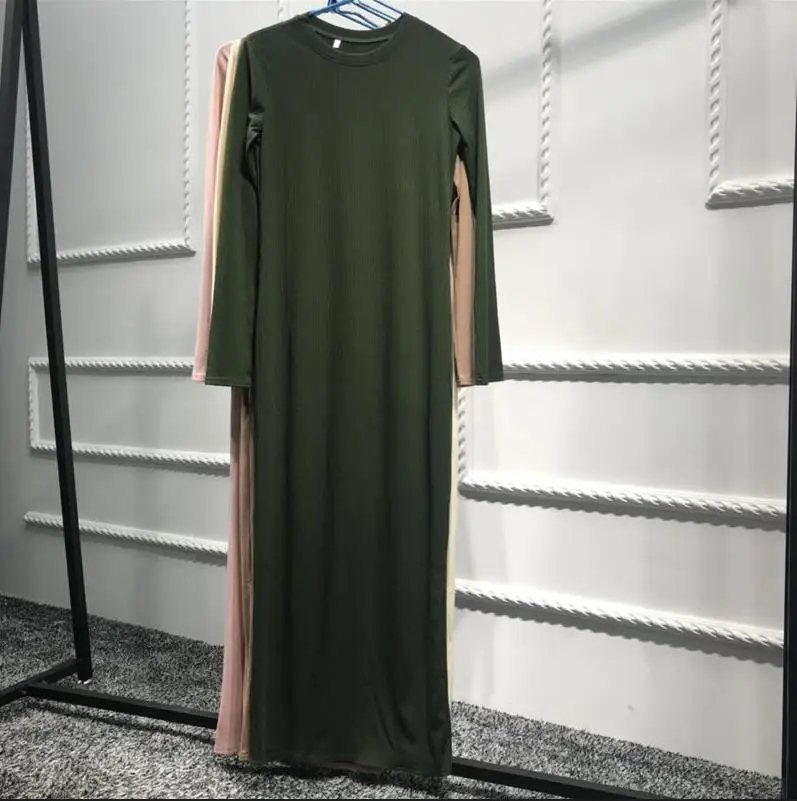 Vestidos абайя Дубай Кафтан Катара ОАЭ арабский Макси мусульманский хиджаб платье женское халат Musulmane Longue турецкая исламская одежда - Цвет: Army Green