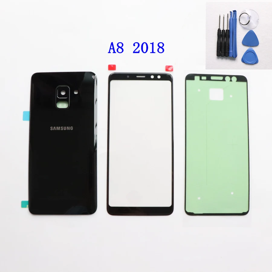 A8 2018 Black Задняя крышка батарейного отсека для samsung Galaxy A8 A530 A530F A8 Plus A730 A730F A8+ передняя стеклянная линза - Цвет: A8 2018 Black