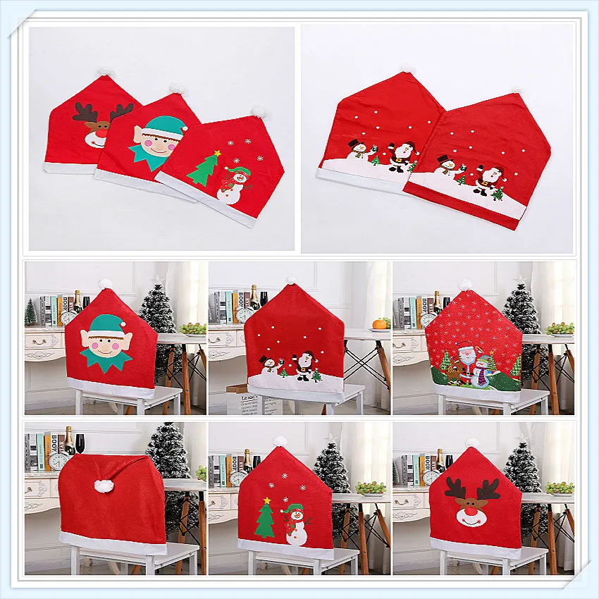 christmas house santa hat chair covers