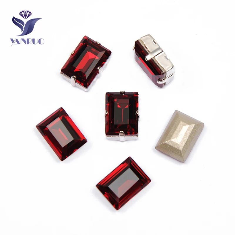 

YANRUO 4527 Step Cut Siam Red Point Back стеклянные стразы Швейные кристаллы для украшения платья DIY аксессуары для одежды