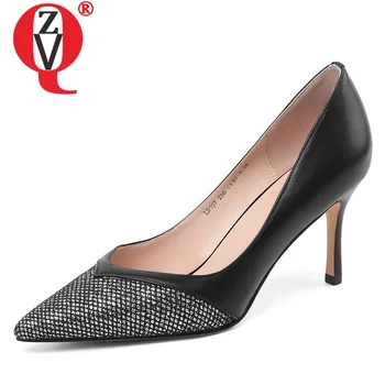 

ZVQ spring newest fashion sexy women pumps outside high heels pointed toe genuine leather women shoes drop shipping size 33-39