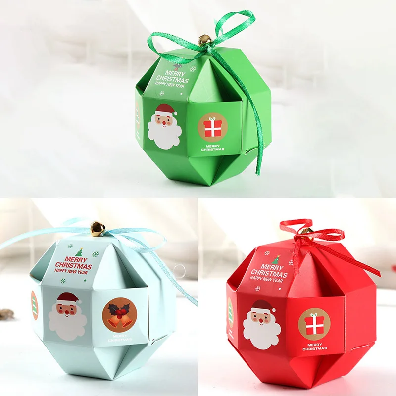 

10pcs set Merry Christmas Tree Bell Paper Favour Gift Candy Chocolate Cupcake Bags Boxes Party Wedding Decoration Supplies
