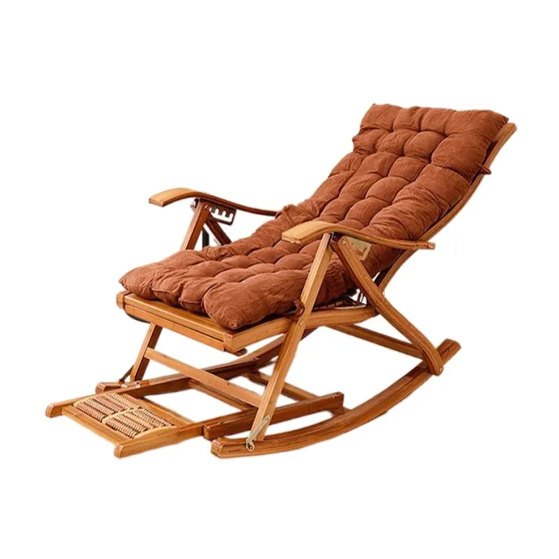 Modern Rocking Chair Bamboo Furniture Outdoor/Indoor Rocker Reclining Back Recliner Mechanical