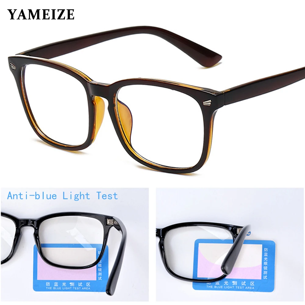 

YAMEIZE Transparent Computer Anti Blue Light Glasses Fashion Women Eyewear Frame Men Square Blocking Glasses Optical Eyeglasses