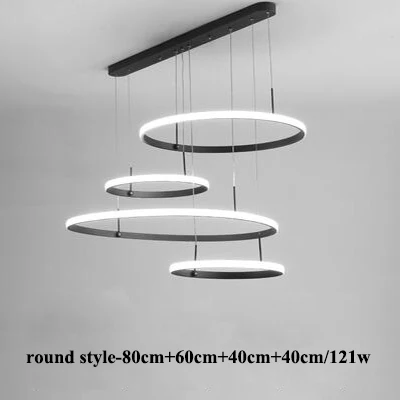 4 frames round Современная квадратная круглая металлическая светодиодная люстра, освещение для столовой, светодиодные подвесные люстры, Светильники для гостиной, подвесные светильники - Цвет абажура: 4 frames round
